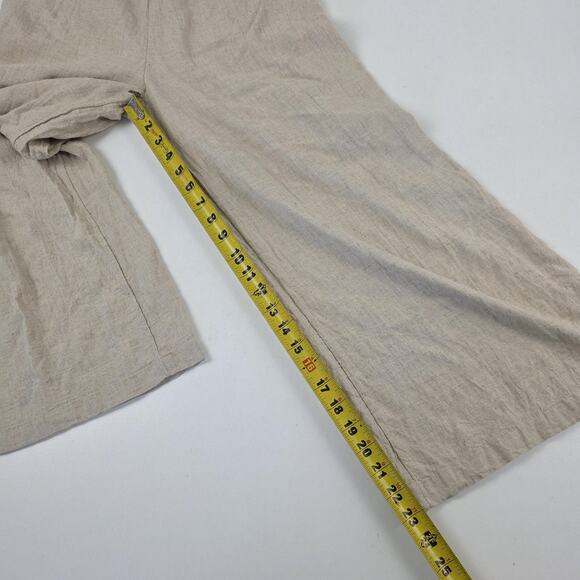 Maeve Anthropologie Jumpsuit Womens 0 Beige Linen Wide Leg V Neck Tie Waist - Picture 5 of 16